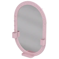 HOMCOM Oval Wall Mirror, 60 x 90 cm Decorative Hanging Mirror with Pegboard Frame, Wall-Mounted, Pink(m-1)