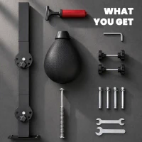SPORTNOW Wall Mount Speed Bag, Height Adjustable Boxing Speed Bag with Manual Air Pump and Wrenches, Home Gym Workout Equipment(m-7)