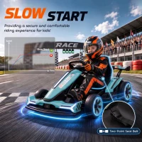AIYAPLAY 24V Electric Go Kart for Kids 6-12 Years with Drift Mode, Adjustable Seat, 3 Speed, Slow Start, Light Blue(m-7)