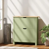 HOMCOM Meuble à chaussures 12 paires, armoire à chaussures étroite avec 2 tiroirs rabattables et étagères réglables, vert(m-2)