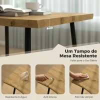HOMCOM Mesa de Jantar Nórdica para 4 Pessoas, Tampo Espesso e Bordos Curvos, 110x70x75 cm, Carvalho(m-6)