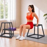 SPORTNOW Cajas pliométricas 3 unidades 30,5/45,8/61 cm Caja plyo apilable de acero hasta 200 kg(m-5)