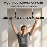 HOMCOM Doorway Pull up Bar, Door Frame Chin up Push up Bar for Home Gym Upper Body Workout, No Drilling or Screws, Grey(m-6)