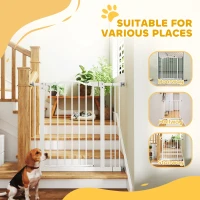 PawHut Metal 74-87cm Adjustable Pet Gate Safety Barrier w/ Auto-Close Door White(m-8)