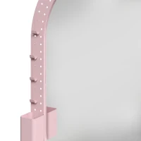 HOMCOM Oval Wall Mirror, 60 x 90 cm Decorative Hanging Mirror with Pegboard Frame, Wall-Mounted, Pink(m-13)