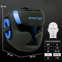 SPORTNOW Boxing Headguard w/ Adjustable Strap for Sparring, Kickboxing, MMA, Blue/Black(m-3)
