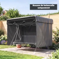 Outsunny Housse de protection pour balancelle de jardin 3 places, toile PE imperméable, anti-poussière, 215x155x150cm, gris foncé(m-12)