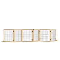 PawHut Wooden Pet Gate, Freestanding Dog Safety Barrier with Two Support Feet - Natural Tone(m-11)