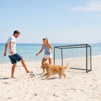 SPORTNOW Football Goal, 6 x 4ft Football Net with Ground Stakes and Metal Frame, Training Equipment for Indoor Outdoor Play(m-7)