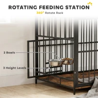 PawHut Dog Crate Furniture, Dog Cage with Rotatable Feeding Station and Storage Shelves, End Side Table Indoor Pet Kenne(m-5)