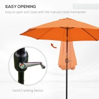 Outsunny 2.6M Patio Parasol Sun Umbrella, Tilt Shade Shelter Canopy with Crank 8 Ribs Aluminium Frame, Orange(m-5)