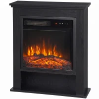HOMCOM Electric Fireplace Suite with Shelf, 25" 1800W Electric Fire and Surround with LED Flame, 5 Brightness, Remote, Black(m-1)