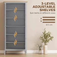 HOMCOM Tall Pantry Cupboard with Motion Sensor LED Light - Grey(m-6)