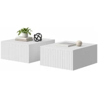 HOMCOM Set van 2 wandgemonteerde nachtkastjes met 2 laden, 40 x 35 x 17 cm, wit(m-14)