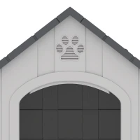 PawHut Niche pour chien extérieur, maison chien en polypropylène imperméable ventilé plancher surélevé 76x66x77cm gris clair(m-13)