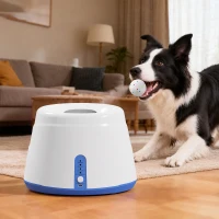PawHut Lansator de mingi pentru câini automat cu 6 mingi ETPU 3 distanțe reglabile 6m/10m/14m Albastru(m-5)