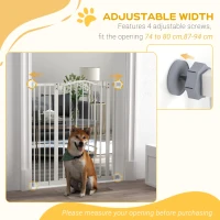PawHut Pressure Fit Dog Stair Gate No Drilling Safety Gate Auto Close for Doorways, Hallways, 74-94cm Adjustable, 94cm Tall, White(m-7)