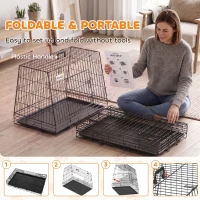 PawHut 35"(90 cm) Car Dog Crate Medium Large Collapsible Slanted Travel Dog Cage with Tray for Car Boot(m-6)