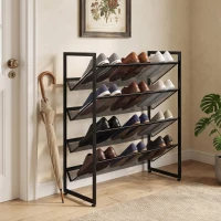 HOMCOM Pantofar Suport pentru pantofi, 4 polițe, 72 cm x 30 cm x 82,7 cm, Negru(m-6)