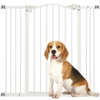 PawHut Pressure Fit Dog Stair Gate No Drilling Safety Gate Auto Close for Doorways, Hallways, 74-100cm Adjustable, 94cm Tall, White(m-14)