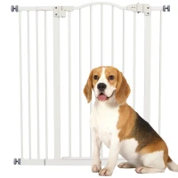 PawHut Pressure Fit Dog Stair Gate No Drilling Safety Gate Auto Close for Doorways, Hallways, 74-94cm Adjustable, 94cm Tall, White(m-14)