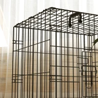 PawHut Foldable Dog Crate with Two Doors with Tray, Soft Cushion, for Extra Small Dogs, 60 x 45 x 50, Black(m-9)