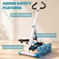 HOMCOM Stepper w/ Handle Hand Grip Workout Fitness Machine For Fitness Aerobic Exercise Home Gym White(m-7)