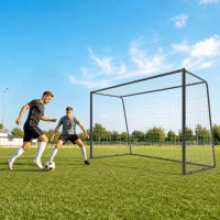 SPORTNOW Football Goal, 10 x 6.5ft Football Net with Ground Stakes and Metal Frame, Training Equipment for Indoor Outdoor Play(m-2)