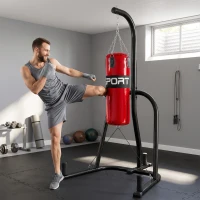 SPORTNOW Punching Bag with Stand for Adults, Freestanding Boxing Stand with Heavy Bag and Weight Plate Storage, Red(m-2)