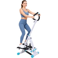 HOMCOM Stepper w/ Handle Hand Grip Workout Fitness Machine For Fitness Aerobic Exercise Home Gym White(m-1)