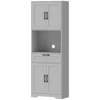 HOMCOM 170 cm Tall Kitchen Pantry with Adjustable Shelves, Freestanding Storage Cabinet with Open Shelf, Grey(m-1)