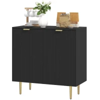 HOMCOM Bufet modern cu 2 uși și raft reglabil, mobilier tip bufet pentru bucătărie și living, cu picioare metalice, negru(m-12)