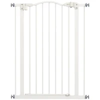 PawHut Pressure Fit Dog Stair Gate No Drilling Safety Gate Auto Close for Doorways, Hallways, 74-80cm Adjustable, 94cm Tall, White(m-1)