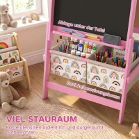 AIYAPLAY 3-in-1 Kindertafel, doppelseitige Kinder Staffelei mit Ablage Aufbewahrungskörben Kreidetafel Whiteboard Papierrolle(m-5)