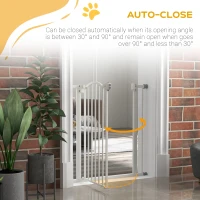PawHut Pressure Fit Dog Stair Gate No Drilling Safety Gate Auto Close for Doorways, Hallways, 74-80cm Adjustable, 78cm Tall, White(m-16)