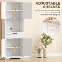 HOMCOM 170 cm Tall Kitchen Pantry with Adjustable Shelves, Freestanding Storage Cabinet with Open Shelf, White Wood Effect(m-5)