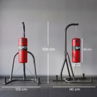 SPORTNOW Punching Bag with Stand for Adults, Freestanding Boxing Stand with Heavy Bag and Weight Plate Storage, Red(m-3)