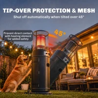Outsunny Gas Patio Heater, 11 kW Portable Propane Outdoor Heater with Pulse Ignition, Protective Mesh, Tip-over Protection, Black(m-5)
