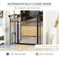 PawHut Pet Gate Safety Gate, with Cat Flap, Auto Close, for Staircases, Doorways, Hallways, 74-80cm Wide - Black(m-18)