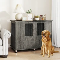 PawHut Dog Crate Table for Medium and Large Dogs with Magnetic Door for Indoor Use, 114 x 60 x 82 cm, Grey(m-11)