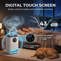 HOMCOM 300mL/Day Small Dehumidifier, RGB Mood Lights, Continuous Drainage, 24H Timer, LED Display, Dehumidifier for Home Damp(m-7)