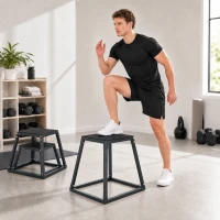 SPORTNOW Cajas pliométricas 3 unidades 30,5/45,8/61 cm Caja plyo apilable de acero hasta 200 kg(m-6)