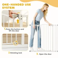 PawHut Pressure Fit Dog Stair Gate No Drilling Safety Gate Auto Close for Doorways, Hallways, 74-100cm Adjustable, 94cm Tall, White(m-6)