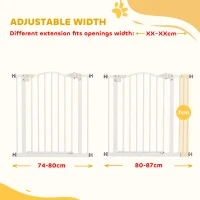 PawHut Metal 74-87cm Adjustable Pet Gate Safety Barrier w/ Auto-Close Door White(m-4)