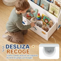 AIYAPLAY Librería Infantil con Cajón Móvil y 3 Estantes Estantería para Libros Diseño de Espacio Montessori 3 a 8 Años Blanco(m-6)
