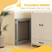PawHut Foldable Pet Gate, with Three Panels & Two Support Feet - Grey(m-5)