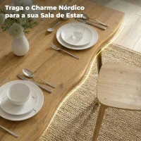 HOMCOM Mesa de Jantar Nórdica para 4 Pessoas, Tampo Espesso e Bordos Curvos, 110x70x75 cm, Carvalho(m-5)