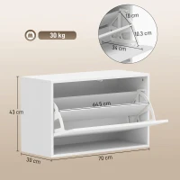 HOMCOM Pantofar Slim cu Dublă Rabatare, Montare pe Perete, Alb(m-3)