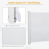 PawHut Retractable Stair Gate,  Dog Pet Barrier, for Doorway, Staircase, Hallway - White(m-6)