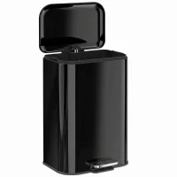 HOMCOM Coș de gunoi de bucătărie 20 L din oțel galvanizat, capac cu închidere ușoară, pedală, coș detașabil, antiamprente, negru(m-7)